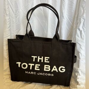 Marc Jacobs Black Canvas Tote Bag with White Logo